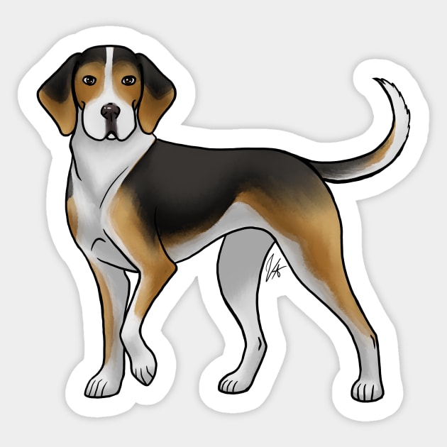 Dog - Treeing Walker Coonhound - Tri Color Sticker by Jen's Dogs Custom Gifts and Designs